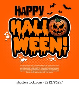 Logo Happy Halloween. Template volleyball design. Volleyball ball in the form of a pumpkin. Pattern for banner, poster, greeting card, invitation. Vector illustration on an isolated background