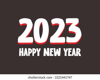 Logo Happy New Year 2023 text design. Cover of business diary for 2023 with wishes. Brochure design template, card, banner, poster, card, banner. Numbers and letters isolated on white background.
