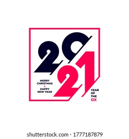 Logo Feliz Año Nuevo diseño elegante de números rojos 2021. La tipografía para 2021 ahorra la fecha de diseño de lujo y la invitación a la celebración de año nuevo. Aislado sobre fondo blanco. Ilustración vectorial.