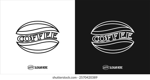 The logo has an abstract shape of lines resembling coffee beans with the word "coffee" in the middle of the logo.