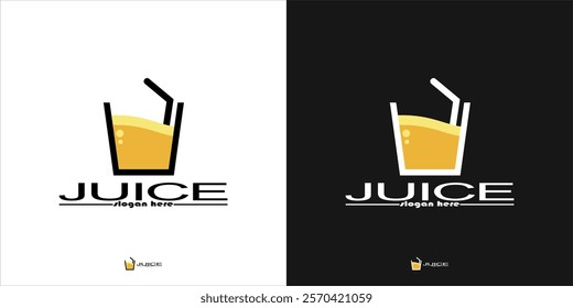 The logo has an abstract shape resembling a glass filled with orange juice.