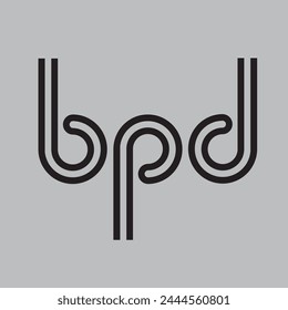 The logo has the concept of two simple and regular lines forming the letters bpd