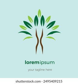 The logo has a simple tree theme, environment, nature, green and cool