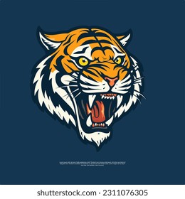 The logo head of an angry roar orange tiger vector exudes power and intensity. With vibrant colors and fierce details, it symbolizes strength and dominance.