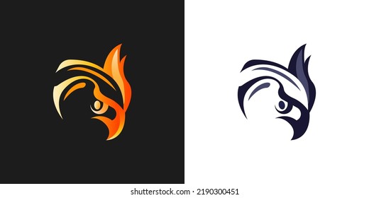 pájaro de cabeza de logotipo con color degradado