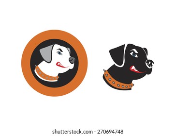 logo with a head of black and white Labrador 