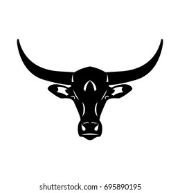 Logo head of a bull. Icon buffalo. Silhouette of an american bull isolated on white background
