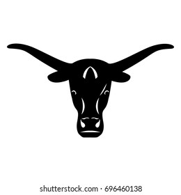 Logo head of a bull. Icon buffalo. Silhouette of an american bull isolated on white background