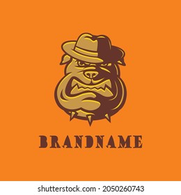 The logo head bulldog wearing a hat, perfect for business, brand or team logos.