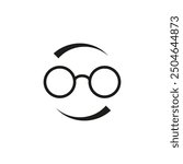 Logo of a head with glasses. A man with round glasses.