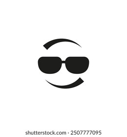 Logo of a head with glasses. A man with round glasses.