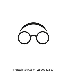 Logo of a head with glasses. A man with round glasses.