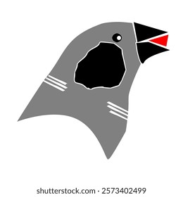 LOGO: THE HEAD OF A GRAY EMPRIT BIRD IS EATING VERY NICE RED SEEDS