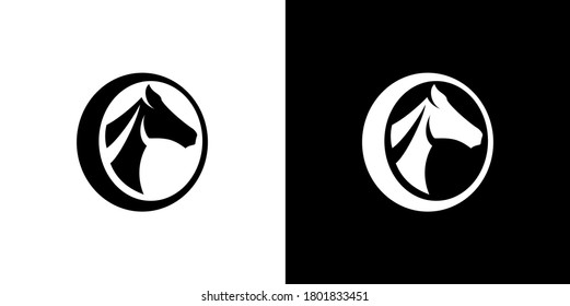 
logo head of a horse in a circle, in the letter O