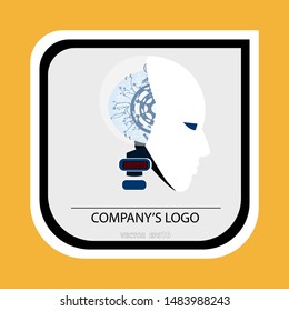 
logo head of the robot. A symbol of the development of future technologies. Vector.