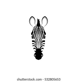 Logo with the head of a zebra. Flat zebra portrait for card, placard, invitation, book, poster, note book, sketch book. 