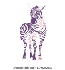 Logo with the head of a zebra. The silhouette of the animal with colors.