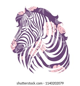 Logo with the head of a zebra. The silhouette of the animal with colors.