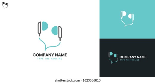 Logo Headphone - All elements on this template are editable with vector software.