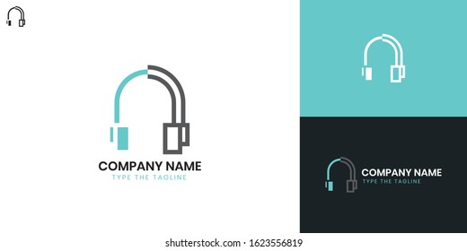 Logo Headphone - All elements on this template are editable with vector software.