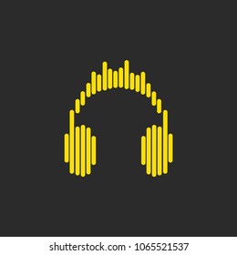 Logo Headphones. Musical Equalizer. Streaming Music.