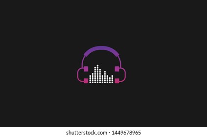Logo headphones. Musical equalizer. Streaming music