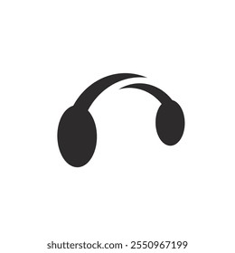 Logo headset earphone black minimalist with blank background