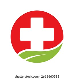 logo of health care clinic. leaf cross logo