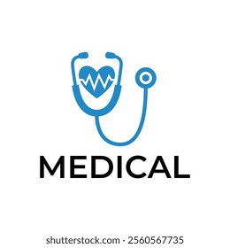 Logo for health care stethoscope. Medical health care logo design.