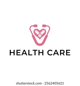 Logo for health care stethoscope. Medical health care logo design.