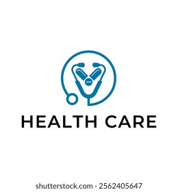 Logo for health care stethoscope. Medical health care logo design.