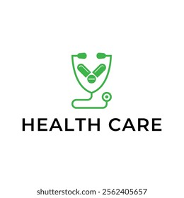 Logo for health care stethoscope. Medical health care logo design.