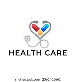 Logo for health care stethoscope. Medical health care logo design.