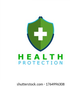 Logo for health and medicine with illustrations of stethoscopes and shields. Vector logo of shield and stethoscope.