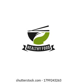 logo for healthy food products with leaf bowl that reflects natural and healthy