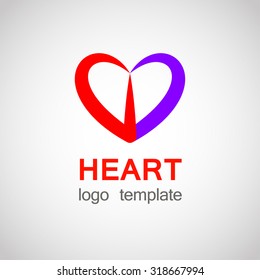 Logo Heart abstract logo vector design template. Two hearts Logotype. Love symbol.  Vector illustration. EPS 10