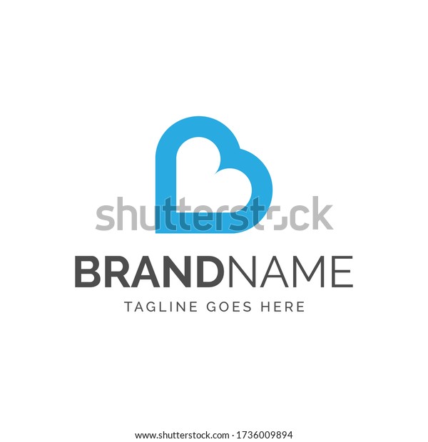 Logo Heart B Letter Vector Design Stock Vector (Royalty Free ...