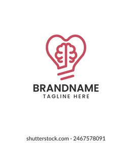 Logo heart Brain design icon suistable for business phsycology 