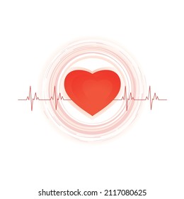 Logo heart with cardiogram isolated on a white background