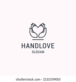 Logo mit Herz und Hand, Vektorsymbol