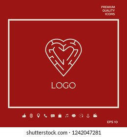 Logo - a heart with the labirint - a symbol of the search for love, happiness.