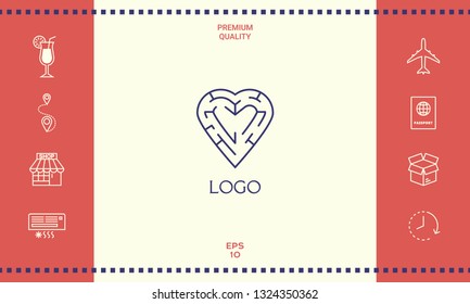 Logo - a heart with the labirint - a symbol of the search for love, happiness.
