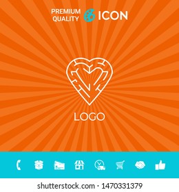 Logo - a heart with the labirint - a symbol of the search for love, happiness.