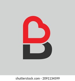 Logo Heart Letter B. Beautiful vector love logo. B love outline creative letter logo