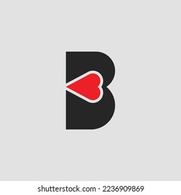 Logo Heart Letter B. Beautiful vector love logo design. Simple and Clean letter mark B with heart or love shape design logo concept.