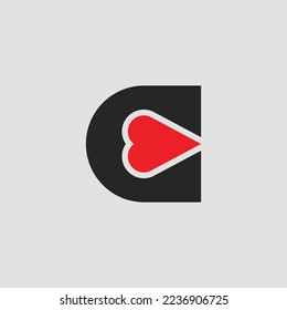 Logo Heart Letter C. Beautiful vector love logo design. Simple and Clean letter mark C with heart or love shape design logo concept.