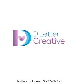 Logo Heart Letter D. Beautiful vector love logo. D love outline creative letter logo design