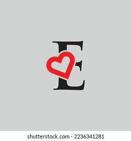 AE love initial with red heart and rose Stock Vector  Adobe Stock