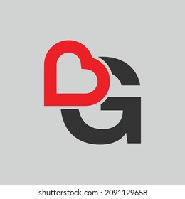 Logo Heart Letter G. Beautiful vector love logo. G love outline creative letter logo