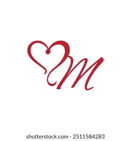 Logo Corazón Letra M. Hermoso diseño de logotipo de amor de Vector. M...